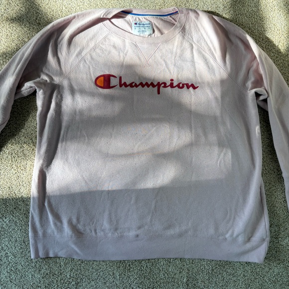Champion Tops - Champion Light Pink Athletic-wear Crewneck Sweatshirt, XXL